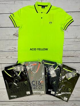 Baci &amp; Abbracci men&#39;s polo shirt in stretch cotton piqué BAM1421 with fluorescent details 